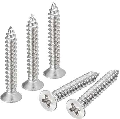 sourcing map Tornillos de chapa de cabeza plana #6 x 1 pulgada, 50 tornillos Phillips Drive para madera, tornillos autorroscantes de acero inoxidable 304