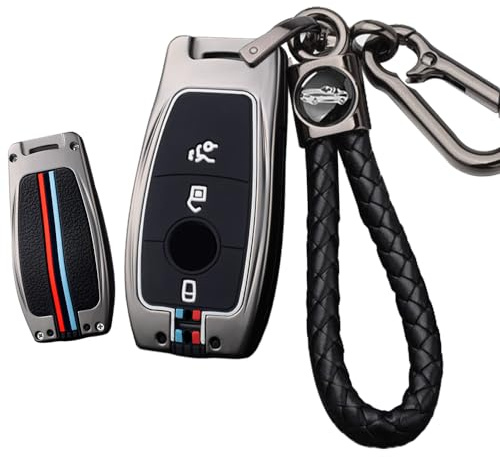 ontto Autoschlüssel Hülle Passt für Mercedes Benz A B C E G GLB GLE Klasse GLS W177 W213 W222 G63 X167 AMG Maybach Schlüsselhülle Schutzhülle Metall Schlüsselanhänger Schlüssel Etui 3 Taste-Schwarz