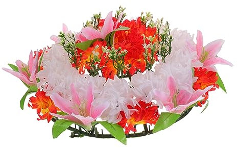ABOOFAN Corona Commemorativa Di Fiori Artificiali Per Tomba Corona Di Fiori Per Cimitero Resistente e Realistica Dimensioni Ridotte e Facile Da Curare Per Funerali e Ricordi