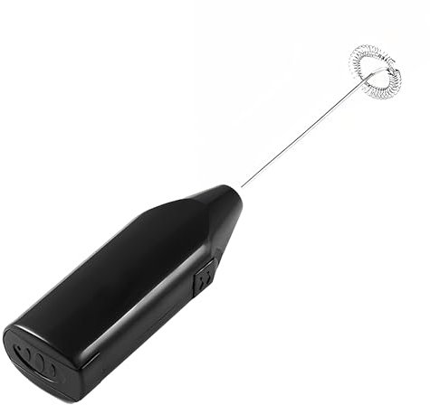 Mini Milk Frother Electric Egg Beater, Coffee Blender Handy Stainless Steel Stand, Automatic Milk Foam Maker Whisker for Coffee Lattes Cappuccino Matcha and Hot Chocolate, Kitchen Gadgets (Black)
