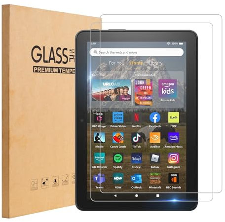 TOPESCT 2 Pack Screen Protector for Fire 8(10th Gen/12th Gen - 2020/2022 Released)/Fire 8 Plus/Fire 8 Kids[2.5D Edge]