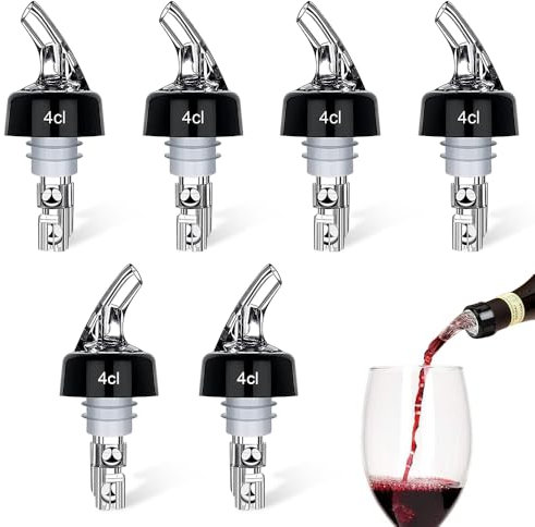 mizikuu 6 Piezas Vertedor para Botellas, 4cl boquillas de Vino de Plastico Medido Caño Automático de Botellas Dispensador Licor Prueba de Fugas Wine Bottle Pourers para Vino, Cóctel, EspírituCónico