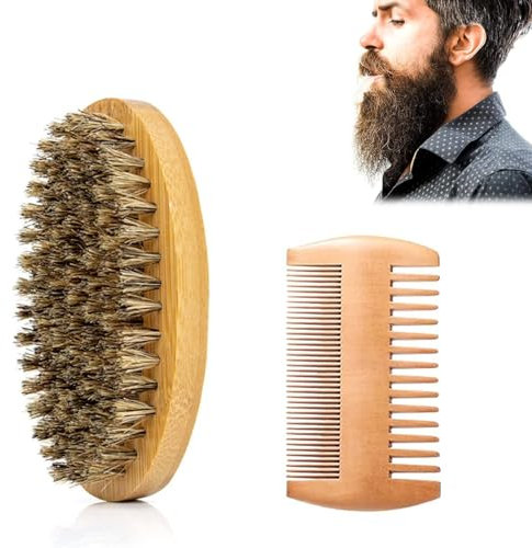 Bartbürste, Bart Bürste, Beard Brush, Bartbürste Männer, Bartbürste für Männer, Bartkamm, Bartbürste Wildschweinborsten, Abgeschrägte Borsten für Haar