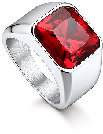 Bandmax Onyx Ring Herren Siegelring Damen Edelstahl Ring mit Stein Schwarz/Rot/Blau/Grün Bandring 12MM breit Herren Schmuck Accessoires Größe 54mm bis 72mm wählbar