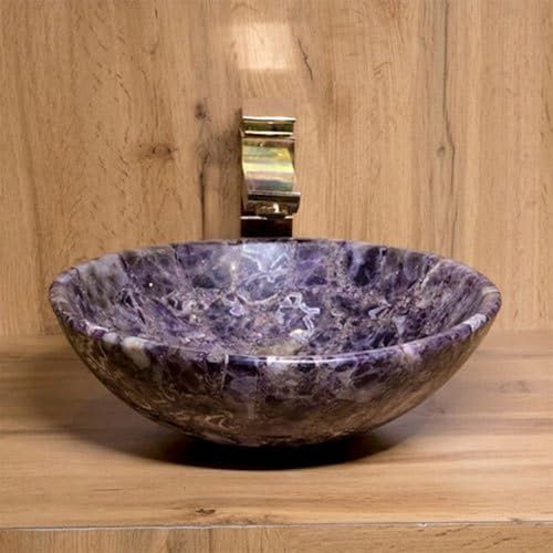 Heritage Art and Crafts - Lavabo da appoggio in resina di ametista da 38 cm, forma rotonda