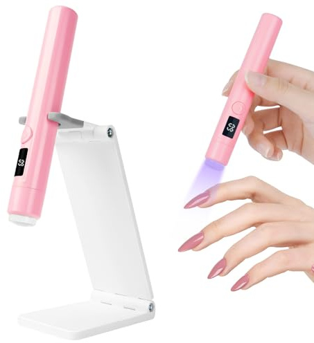 URAQT UV Lampe für Gelnägel mit Ständer, Wiederaufladbar,Rosa | Mini UV Lampe Nägel Klein Schnell trocknend LED Lampe Nageltrockner Trocknergerät für Nagellack Aufbaugel Nail Tips
