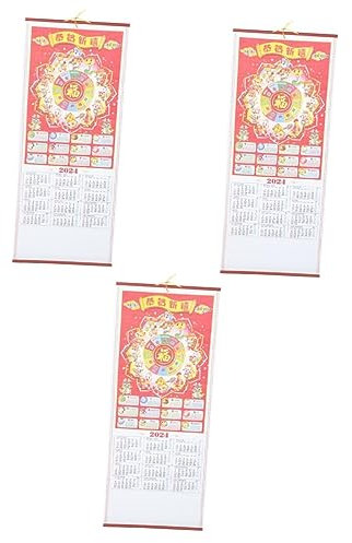 Operitacx 3stücke Chinesischer Wandkalender Traditioneller Stilvoller Monatskalender Mit Klarer Druckqualität Und Festlichem Design Für Familie Für Ihr Zuhause
