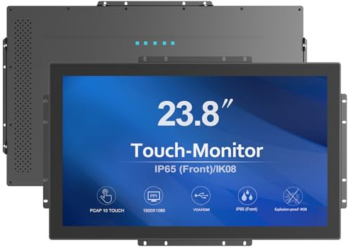 GreenTouch 23,8 Zoll 10 Punkte PCAP Open Frame Touchscreen LCD-Display-Monitore 1920x1080 Schwarz mit 1000 Nits Helligkeit