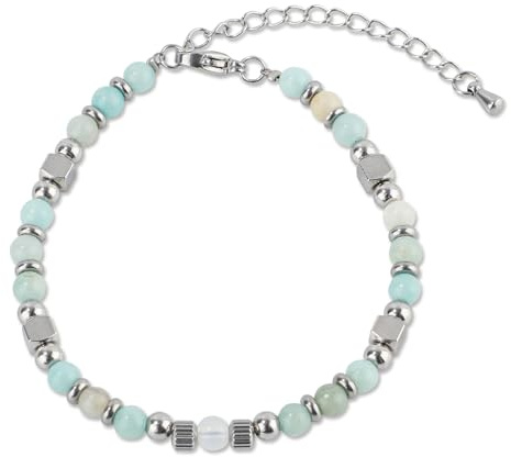 Mikovivi Natural Stone Bracelet, Green Moonstone | Stainless Steel, Crystal Beaded, Best Friend, Retirement, Christmas, Birthday Gift