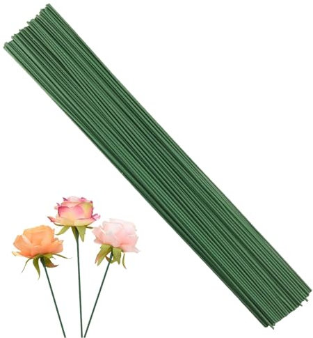 100 Pcs Plastic Flower Stems, Artificial Floral Rod Flower Stem Plastic Floral Stem, Floral Rod Floral Wire Stick for DIY Craft Bouquet Making (17CM)
