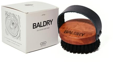 BALDRY® Trockenbürste mit Naturborsten – Kopfhautbürste für Männer zur Glatzenpflege, Massage und Reinigung, gegen eingewachsene Haare, handgefertigt aus Birnbaumholz