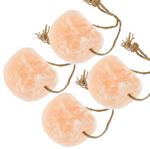 HAF® Lot de 4 pierres à lécher de sel de 5 à 6 kg avec cordon pour chevaux, bovins, gibiers et moutons | Pierre à lécher en 100 % sel cristal de roche | Pierre minérale du Pakistan | Taille : 5-6 kg |