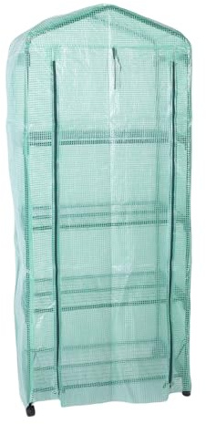 Asixxsix Serra, Serra per Piccole Piante da 27x19x62 Pollici a 4 Livelli con Ruote Girevoli a 360 Gradi, Porta con Cerniera, Copertura in PE Resistente Al Gelo, Serra Resistente per (GREEN)