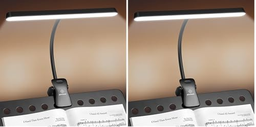 Glocusent 57 LED Superhell Notenpultleuchte, Augenpflege Anklemm-Klavierlampe, 3 Farben & 5 Helligkeiten, USB-C ladbar, lange Lebensdauer bis zu 140 Stunden, perfekt für Klavier, Noten (Packung mit 2)