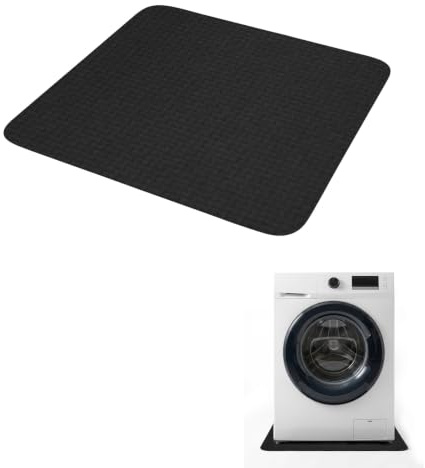 Solyxis 2 stycken Tvättmaskinsmatta 60 x 60 cm, halkfri för golvskydd, lätt vattentät antivibrationsmatta 2,5 mm, återanvändbart underlag för tvättmaskin torktumlare kylskåp, svart