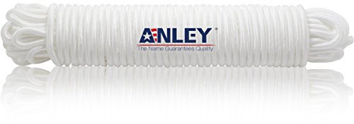Anley 80 Feet x 1/4 Flag Pole Halyard Rope, Outdoor Flagpole Accessories - Double Braided, Compatible with Flagpoles Up To 35 Feet (White)