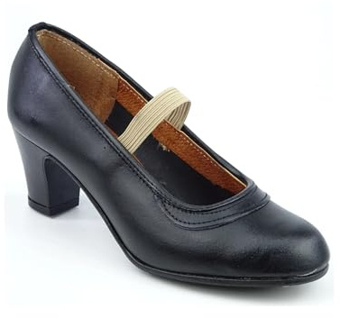 MALACA M-10 Box, Zapato Baile Flamenca Profesional para niña de Piel con Clavos en Puntera y tacón. (27 EU, Negro)