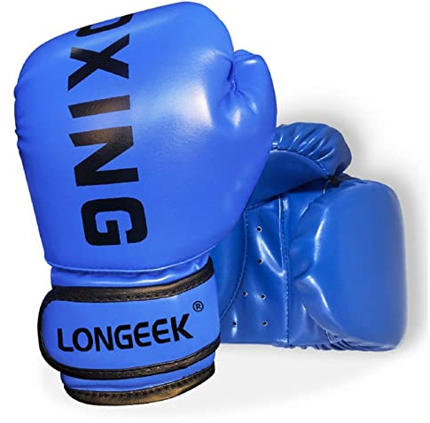 longeek Boxhandskar för barn 113 ml stansvantar handskar tecknade sparring träningshandskar för strid, sparka boxning PU blå