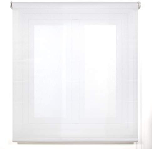 Blindecor Belmont estor enrollable tejido translúcido brillante - Blanco, 200 x 270 cm (Ancho por Alto). Tamaño de la Tela 197 x 265 cm. Estores para ventanas