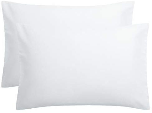 FLXXIE 2 Pack 100% Brushed 1800 Microfiber Plain Queen Pillowcases, Wrinkle and Stain Resistant, Soft and Cozy Envelope Closure Bed Pillow Cases, White, 50x75 cm