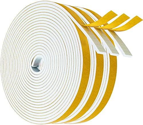 Dichtungsband Türdichtung Selbstklebend 12mm(B) x3mm(D)/15m(L) für Türen Fenster Schaumstoff klebeband Gummidichtung Gegen Kalte Zugluft/Anti-Kollision/Schalldichter/Wasserdichter/Staubdicht Weiß