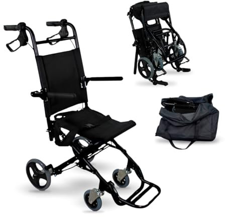 Mobiclinic®, Sedia a rotelle di transito, Saturno, Alluminio, Pieghevole, Freno sulle maniglie, Marchio europeo, Poggiapiedi ribaltabile, Braccioli pieghevoli, Leggero, Cintura sicurezza, Ergonomia