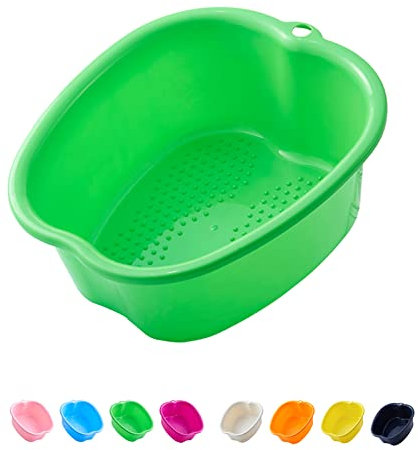 AXLOFO® Large Spa Foot Bath, Sturdy Plastic Soak Bowl, Massage Pedicure Basin for Detox, Feet Soaking, Removing Dead Skin and Calluses (Green)