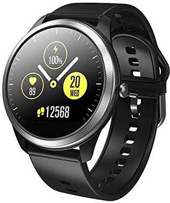 QESTO F11 Smart Watch, ECG+PPG Heart Rate BP O2 Monitor 1.22Inch Large Display Bluetooth Music Weather Push IP68 Waterproof SmartWatch(B)(B)(A)