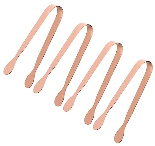MIDELONG Rose Gold Mini Serving Tongs, Small Sugar Tongs Stainless Steel Ice Tongs Food Tongs Appetizers Tongs Serving Utensils for Party Tea Coffee Bar, Pack of 4