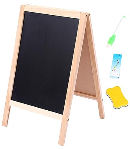 Tableaux noirs, chevalet pour enfants tableau à craie double face pliable 16x10 pouces chevalet en bois avec boîte à craie marqueur de gomme pour les enfants âgés de plus de 3 ans peinture dessin