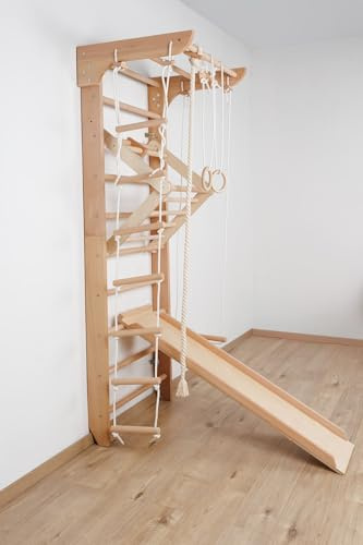 Sprossenwand, Klettergerüst Kinder-5-220, Indoor Holz Sportgerät, Kletterwand, Turnwand, Gym