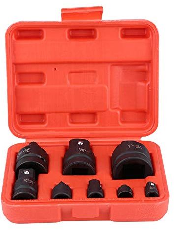 Steckschlüssel-Adapter-Set, 8-teilig, Chrom-Molybdän-Stahl, 1/4-1 Zoll | Kraftadapter für Schlagschrauber, gehärtet und wärmebehandelt, im Kunststoffkoffer