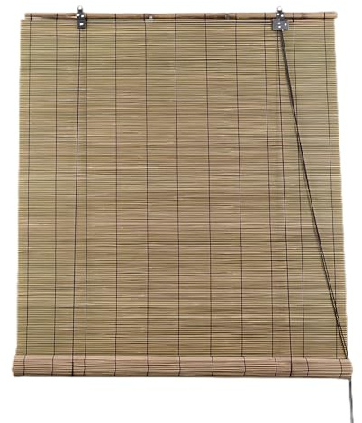 DEFACTO Bambusrollo Sonnenschutz Sichtschutz Seitenzugrollo Lichtfilter Bambus Jalousie Lüftung Rollo für Fenster Tür Terrasse Balkon Garten (120 x 160 cm, Braun)