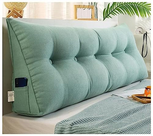 LANAZU Dreieckiges Kopfteilkissen, keilförmiges festes Lesekissen, Lesekissen für die Nachtruhe, geeignet für Schlafzimmer, Wohnzimmer (Peacock Blue 200cm)