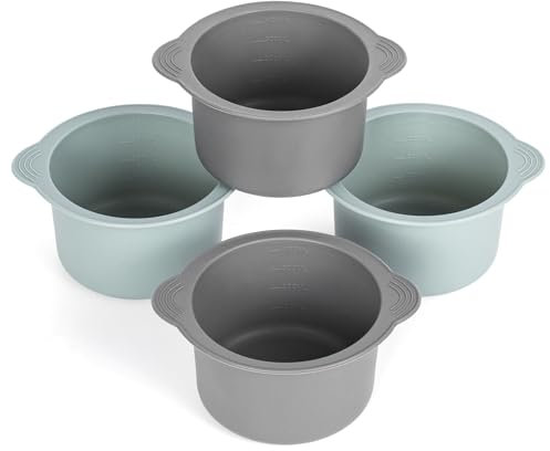 Pietuley Large Silicone Poached Egg Moulds, 4PCS Ramekins for Air Fryer, Yorkshire Pudding Tray Air Fryer Poached Egg Cups Poached Egg Maker, Air Fryer Accessories Air Fryer Liners (Grey Green)