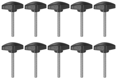 QUARKZMAN 10 Stück Rändelschrauben M5 x 50mm Flügelschraube mit T-förmige Handgriff, Verzinkte Kohlenstoffstahl Gewindebolzen Daumenschrauben 36mm Spannschraubenknopf für Schnellentfernung