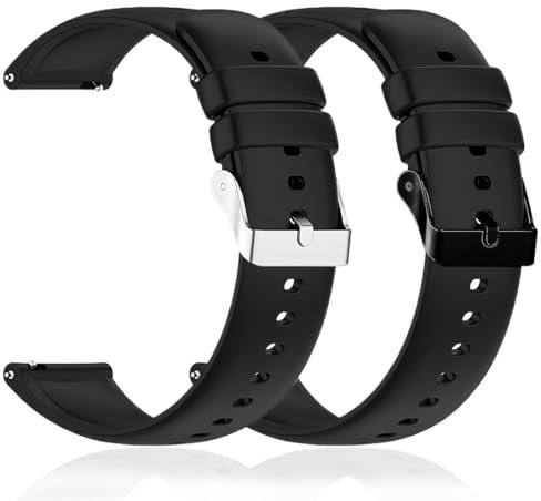 2 cinturini per cinturini in silicone impermeabili a sgancio rapido,cinturini universali sportivi impermeabili di ricambio,con fibbia in acciaio inossidabile nera o argento per uomo donna