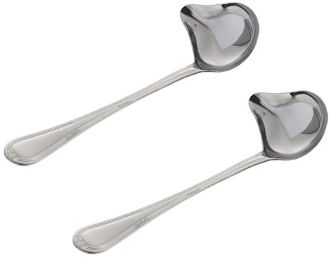 Alipis Soup Spoons Carve Handle Stainless Steel Duckbill Spoons with Patterned Handle, 2pcs Set for Kitchen and Dining