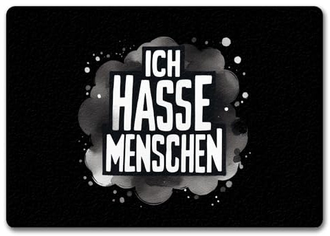 speecheese Ich Hasse Menschen Fußmatte in 35x50 cm ohne Rand Fußmatte in 35x50 cm ohne Rand mit dickem Text für die die Menschen hassen Statement für Haustür oder Büro lustiger Satz in