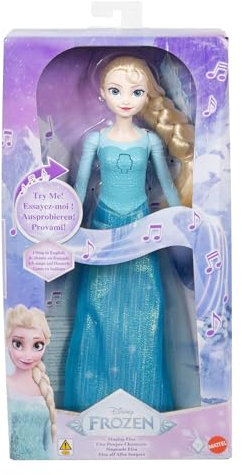 Mattel Spielzeuge aus Disney Die Eiskönigin “Singende Elsa-Modepuppe in charakteristischem Outfit, singt Lass jetzt los“ aus dem Disney-Film“ in Englisch, Französisch, Deutsch, Italienisch, JDL58