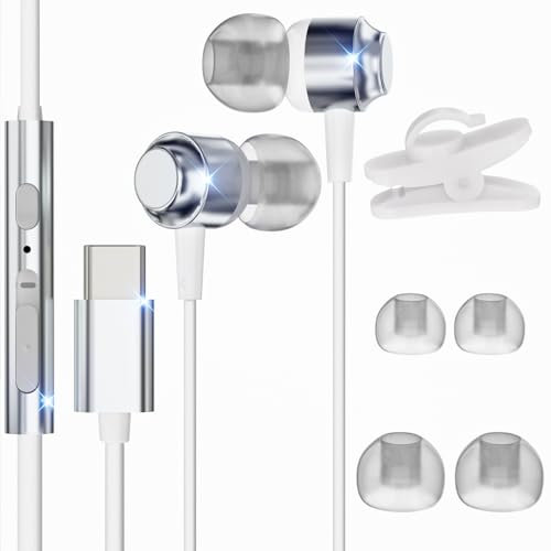 Cuffie USB C con Microfono, Cuffie Type C per Samsung Galaxy S23 S24 S22 Ultra A53 A33 A54 5G, Hi-Fi Stereo Auricolari Tipo C In-Ear con Filo Auricolari USB C per iPhone 15 Pro Max Google Pixel 8 7