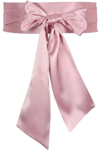 UYRVAPE Damen Satin Gürtel 4cm x 180cm Band Imitated Silk Lange Schal Kleid Bund Hut Zubehör, Rosa