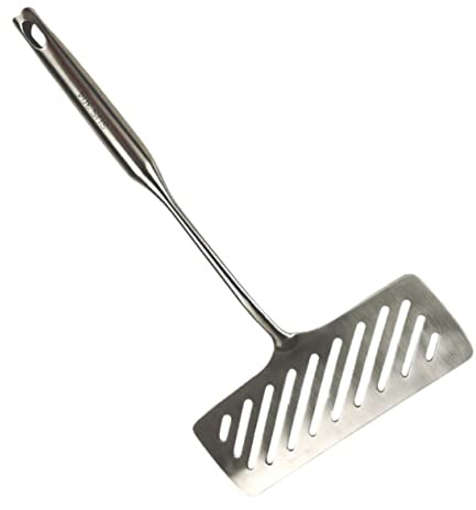 CIYODO Fischwender Edelstahl 14.17in Mit Rillen Flacher Pfannenwender Für Fisch Steak Und Pfannkuchen Leichtes Wenden Und Abtropfen Für Küche Haushalt Und Gastronomie