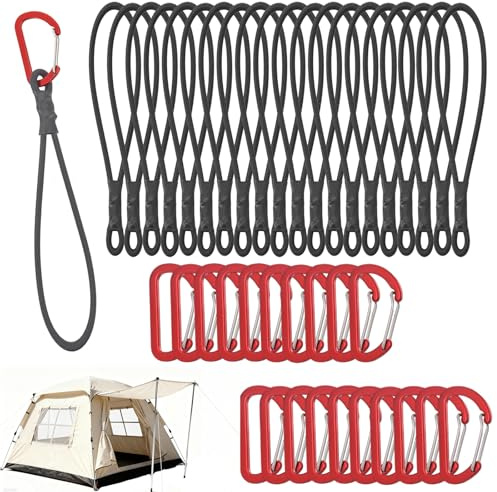 XHTXHT 20 Stück Spanngummi Mit Haken,15cm Expander mit Haken - Spanngummi mit Karabiner - Multifunktional Planenspanner Gummispanner Karabinerhaken für Planen Zelt Net Camping Planenspanner