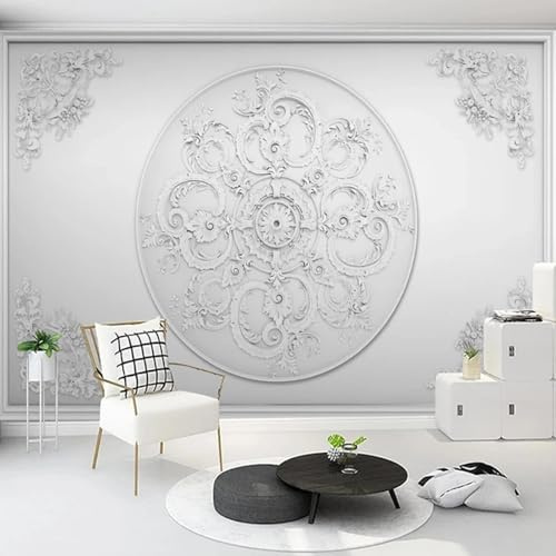 HBYUEHAN Grande affiche à motif floral en relief en plâtre blanc, art créatif, décoration pour salon, chambre d'adulte, chambre d'enfant, salle d'étude