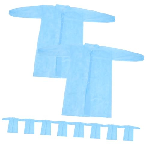MAGICLULU 10pcs Lab Coats Unisex Blue Chemical Adult Professional Laboratory Women Hazmat Suits Protective Suit Lab Protect Lab Operating Room Costume Labcoat Non-woven Fabric