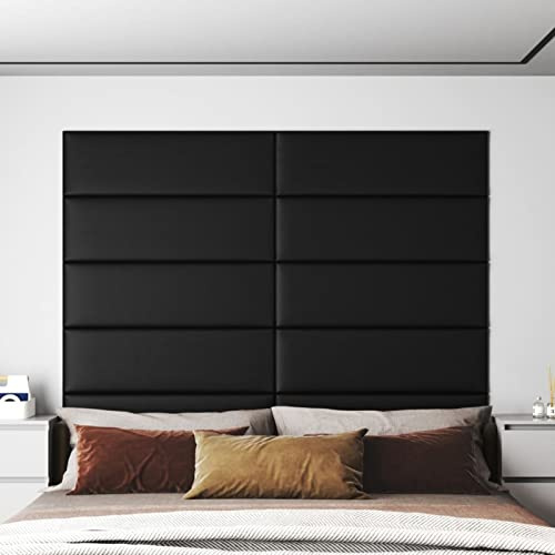 Gecheer Panneaux muraux en similicuir noir - Décoration intérieure moderne avec isolation thermique et acoustique - 12 pièces