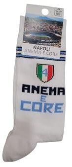 BLUSUPERSHOP 1 COPPIA DI CALZETTONI BANDIERA FESTA SCUDETTO 4 SOUVENIR NAPOLI : ANEMA E CORE TAGLIA UNICA 39-44