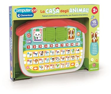 Clementoni - Computer Kid La Casa degli Animali, Gioco Educativo Bambini 2-4 Anni, 16 attività, Impara Lettere Numeri Animali Habitat e Musica, con Finestra Interattiva, Lingua Italiana, 16490