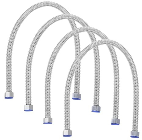 DIYEAH 4pièces Tuyau Arrivée Eau Acier Inoxydable Ondulé Raccord Flexible Pour Chauffe-eau Compatible Eau Chaude Et Froide